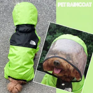 Pet Dog Waterproof Raincoat Jumpsuit Reflective Rain Coat Hooded