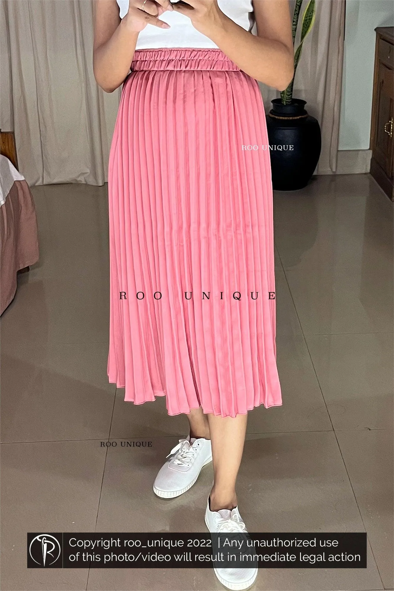 Pink Accordion Pleated Skirt Only