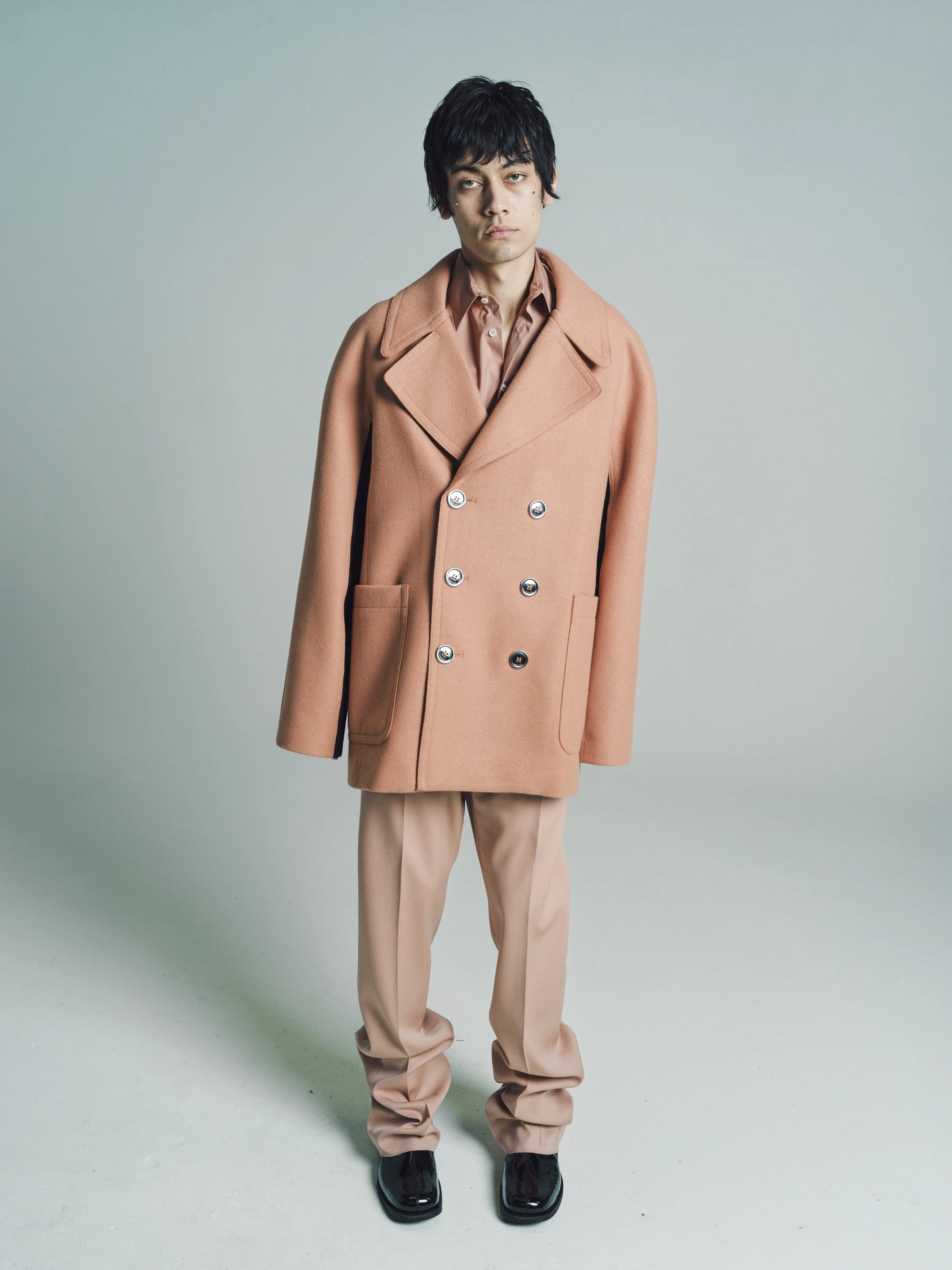 Pink Clay Contrast Panel Peacoat