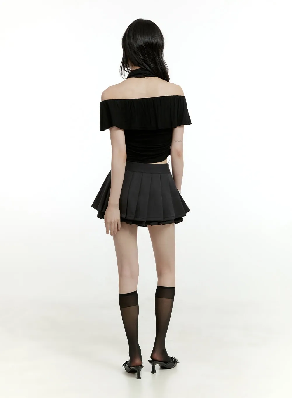 Pleated Layered Mini Skirt CL426