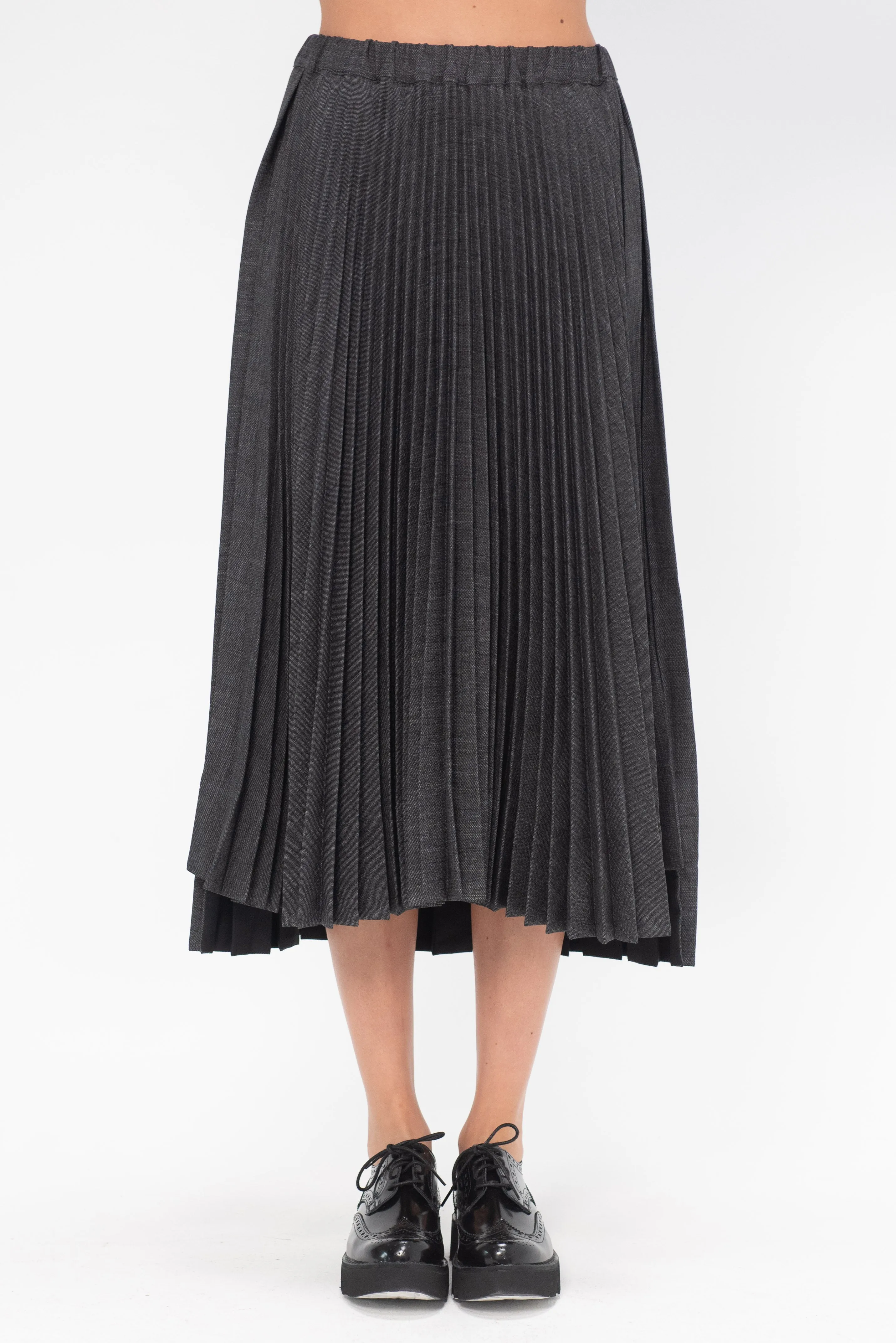 Pleated Midi Skirt, Dark Grey