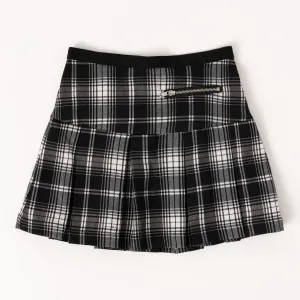 Pleated Plaid Skirt