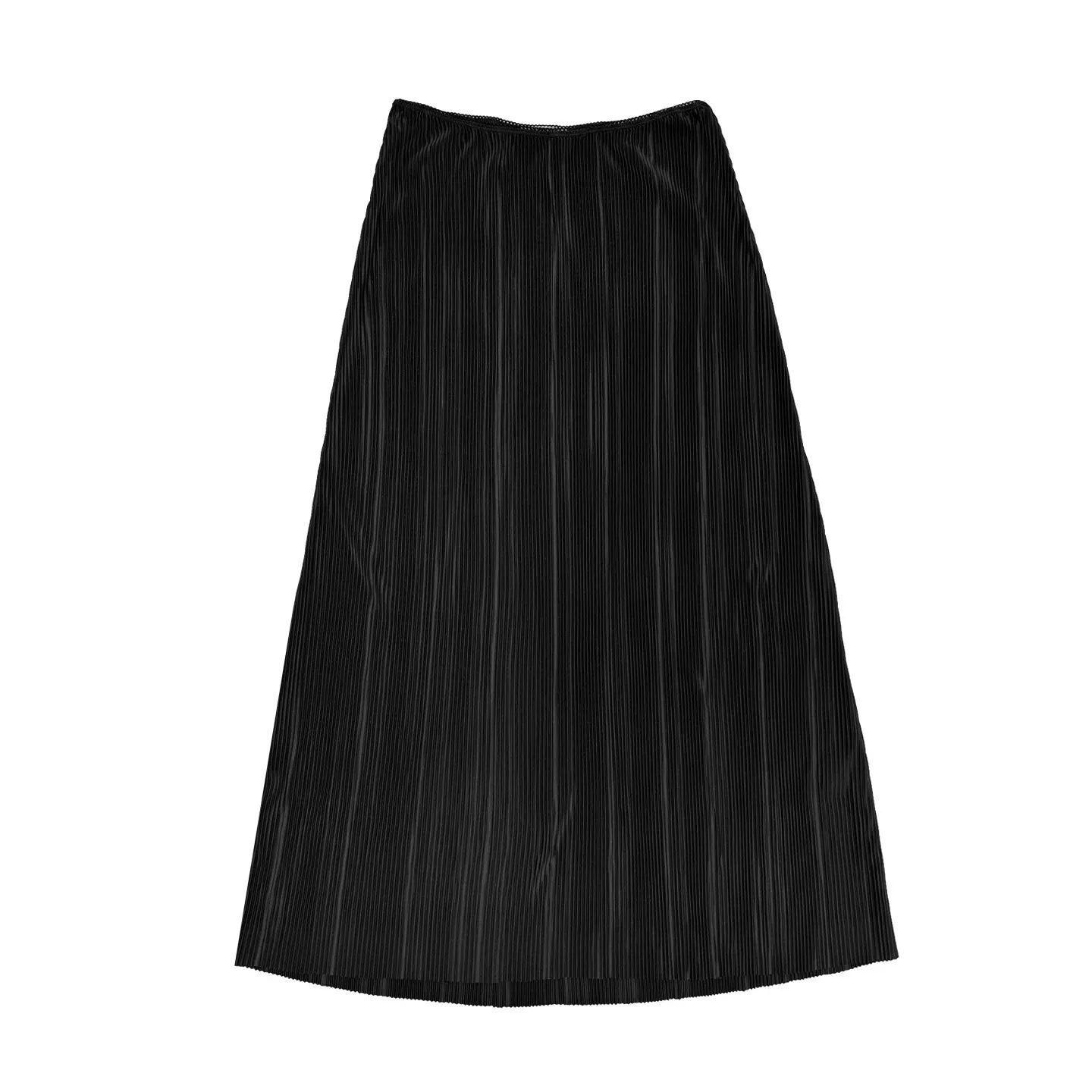 PLEATED SLIM MIDI SKIRT - BLACK