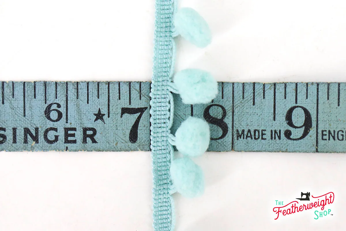 Pom-Pom Trim, Light Blue 1/2" Ball