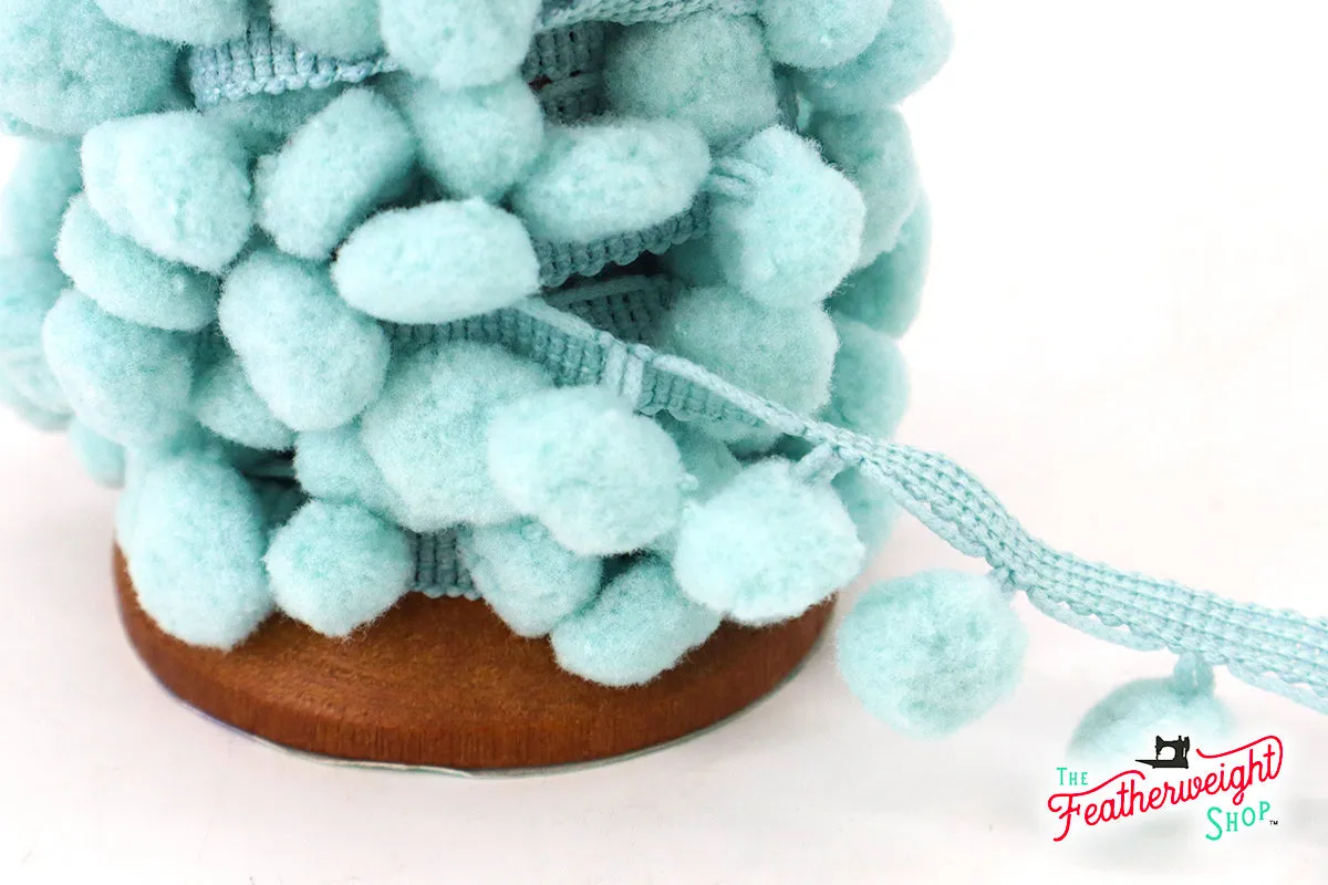 Pom-Pom Trim, Light Blue 1/2" Ball