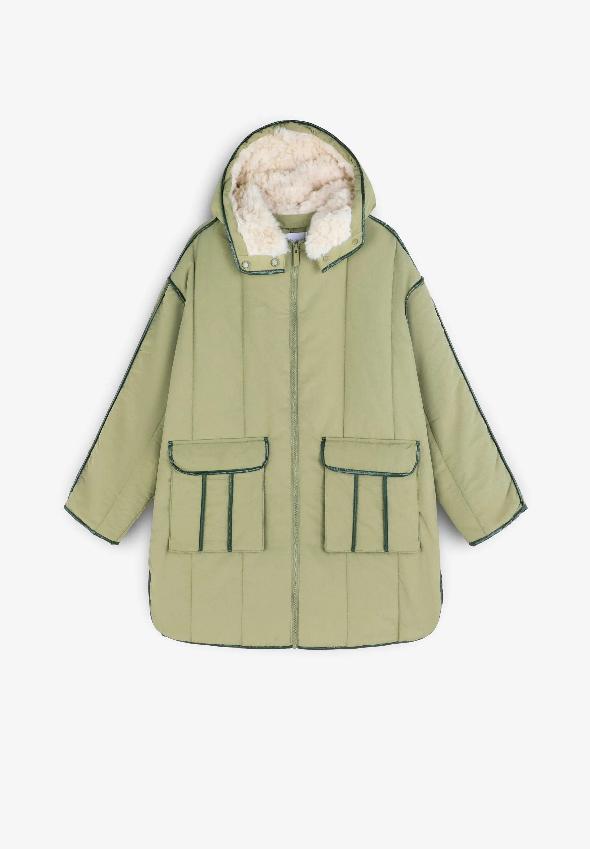 PUFFER COAT WITH FUR COLLAR