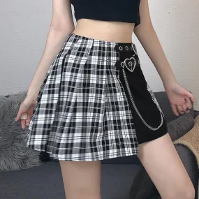 Punk Heart Buckle Plaid Skirt SD01103