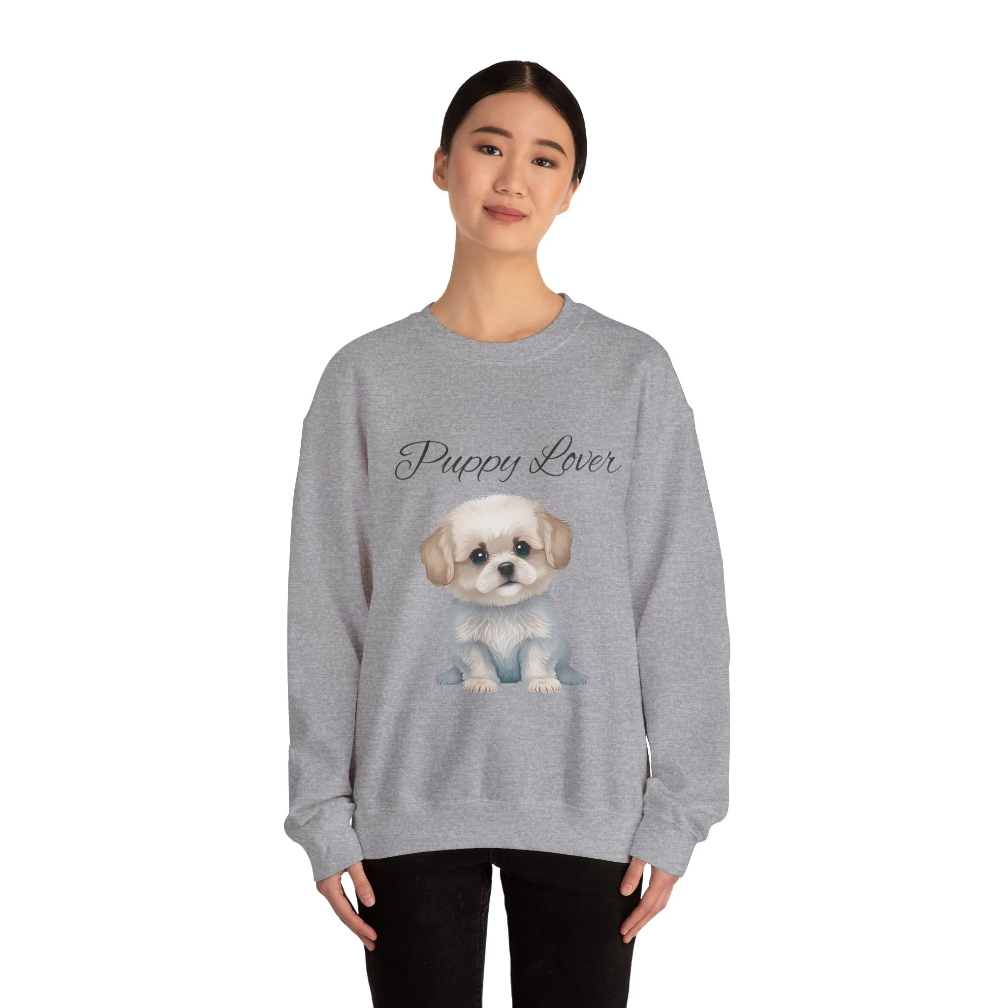 Puppy Lover Sweatshirt Comfy Unisex Crewneck Sweatshirt for Dog Mom