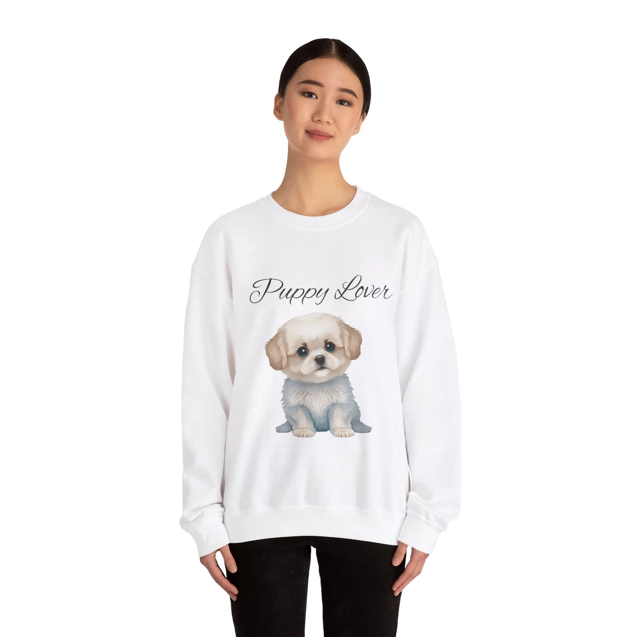 Puppy Lover Sweatshirt Comfy Unisex Crewneck Sweatshirt for Dog Mom