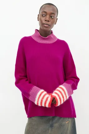 Purple & Multi Wool Mock Neck Sweater