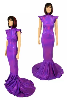 Purple Holo Puddle Train Gown