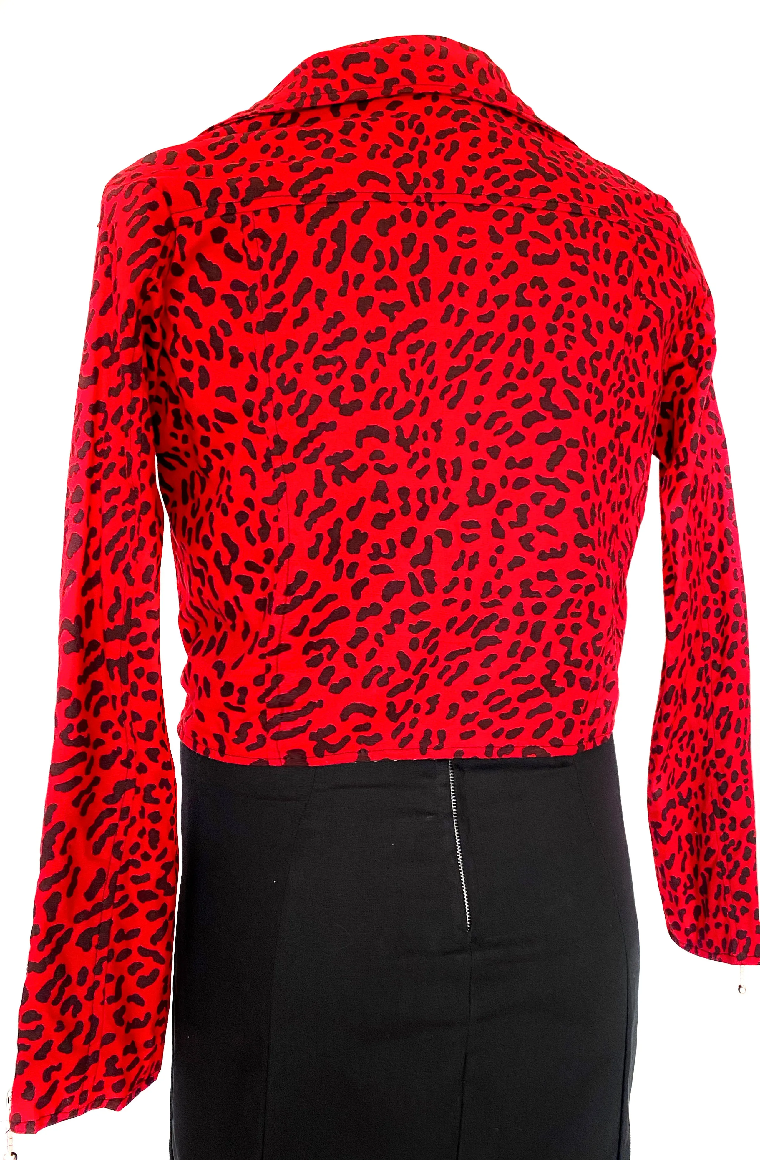 Red Leopard Biker Jacket - Curvy