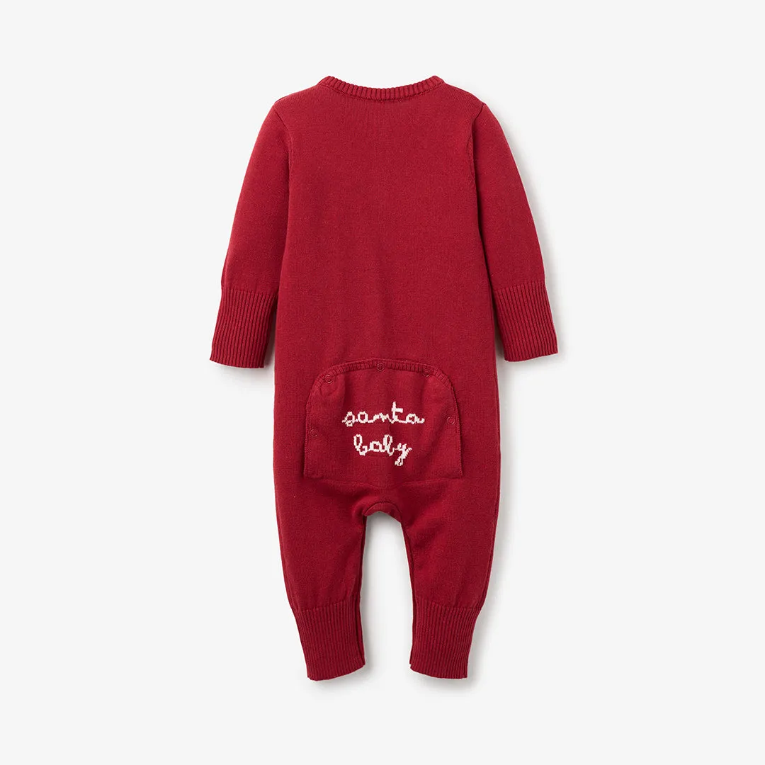 Red Santa Baby Dropback Jumpsuit & Hat Set