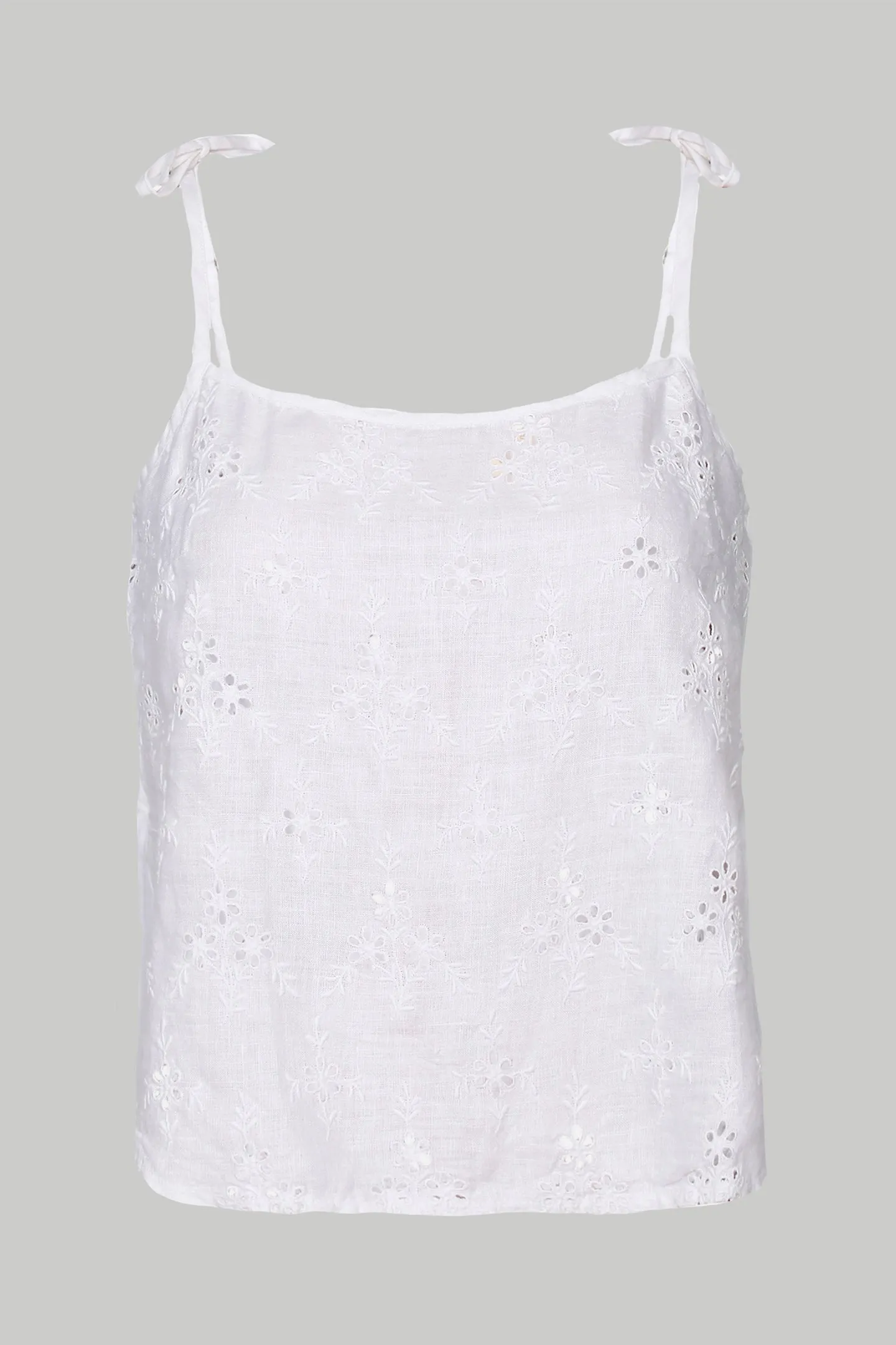 Reistor Tie-up Camisole in White Embroidery