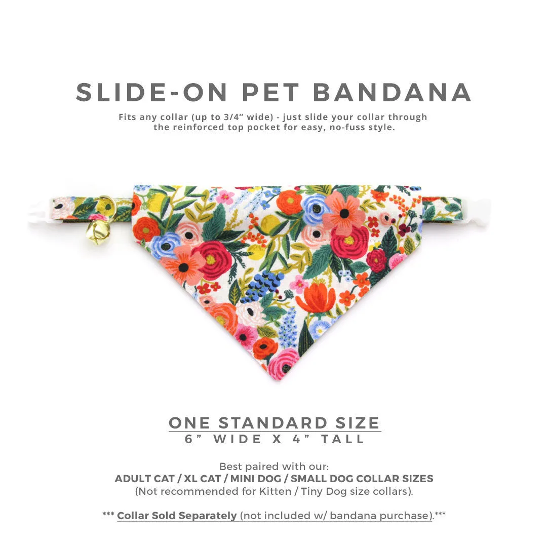 Rifle Paper Co® Pet Bandana - "Garden Party" - Floral Bandana for Cat Collar or Small Dog Collar / Slide-on Bandana / Over-the-Collar (One Size)