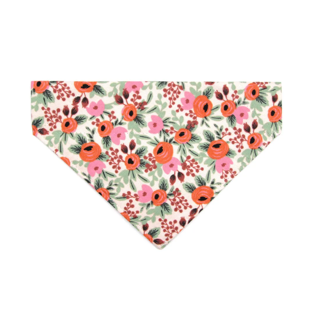 Rifle Paper Co® Pet Bandana - "Juliet" - Blush Floral Bandana for Cat   Small Dog / Slide-on Bandana / Over-the-Collar (One Size)