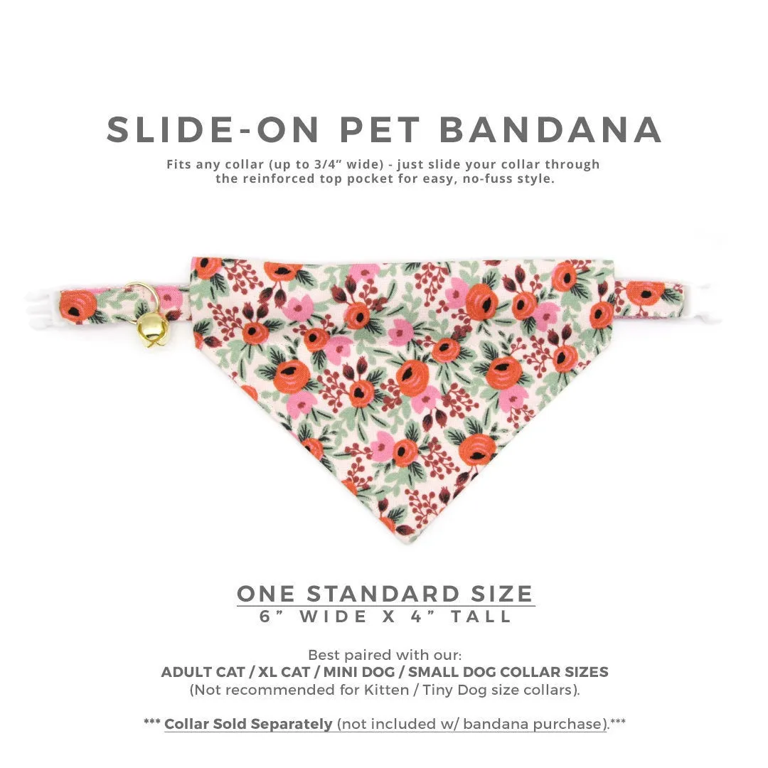 Rifle Paper Co® Pet Bandana - "Juliet" - Blush Floral Bandana for Cat   Small Dog / Slide-on Bandana / Over-the-Collar (One Size)