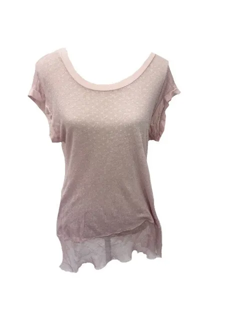 Romo Sheer T Shirt Top in Pink Made In Italy By Feathers Of Italy One Size