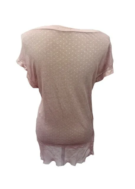 Romo Sheer T Shirt Top in Pink Made In Italy By Feathers Of Italy One Size