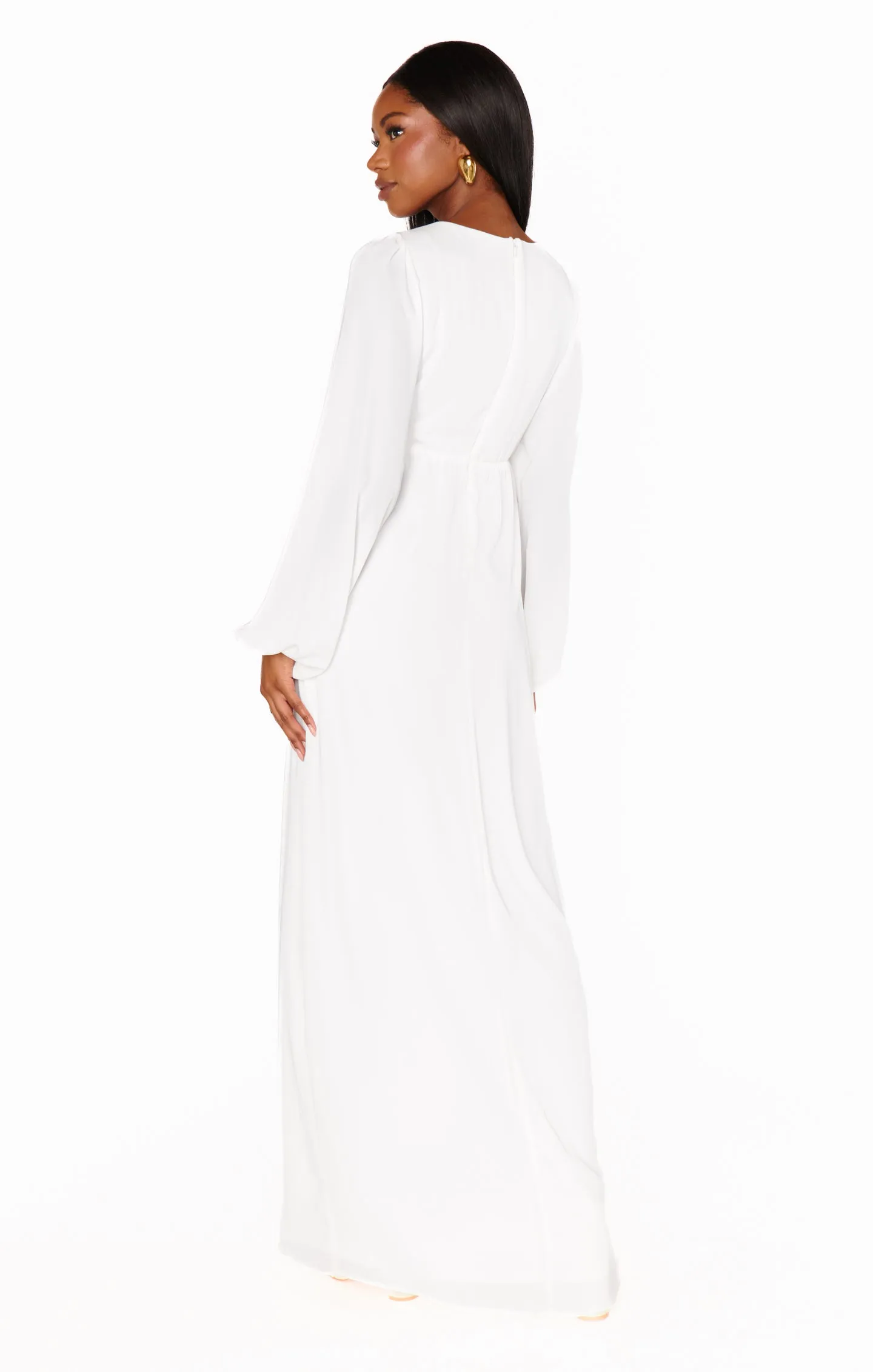 Rosetta Maxi Dress ~ White Silky Crepe