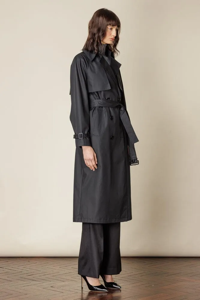 (RTW) Maddie Trench Coat - Black Cotton Gabardine