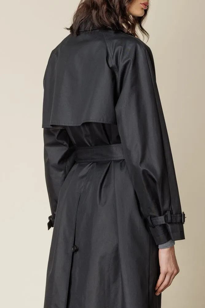 (RTW) Maddie Trench Coat - Black Cotton Gabardine