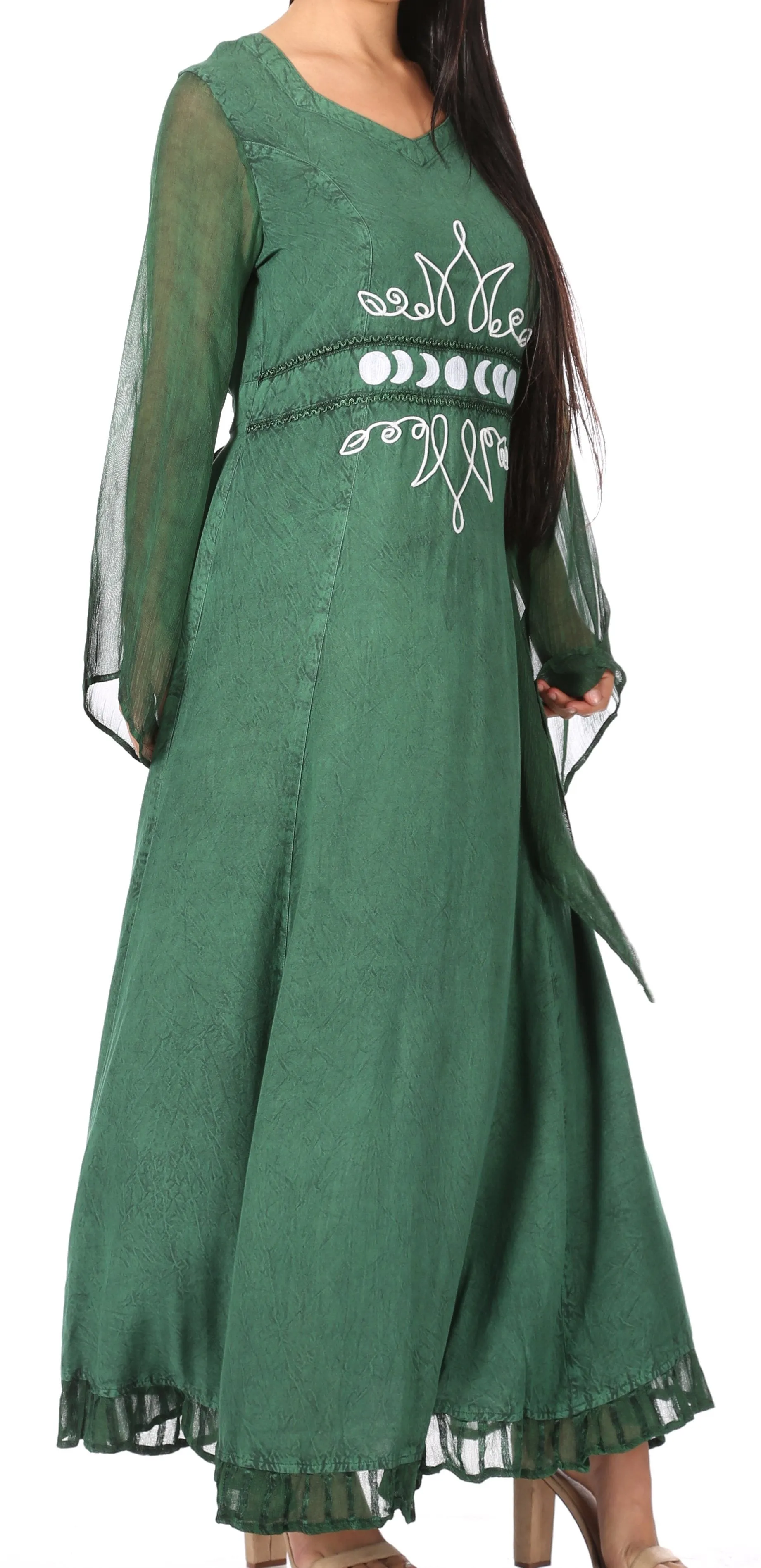 Sakkas Eve Women's Long Sleeve Casual Medieval Renaissance Celtic Maxi Dress Soft