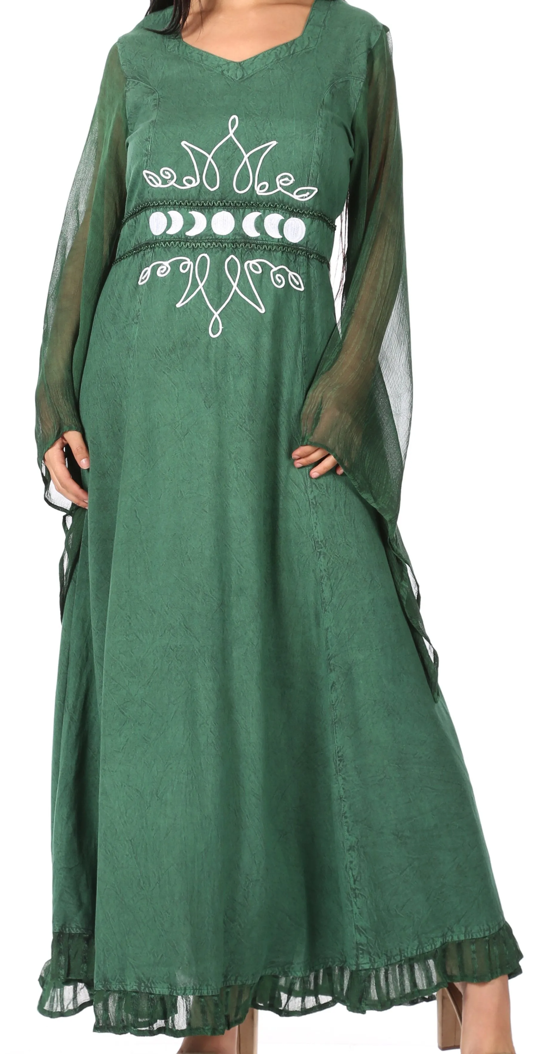 Sakkas Eve Women's Long Sleeve Casual Medieval Renaissance Celtic Maxi Dress Soft