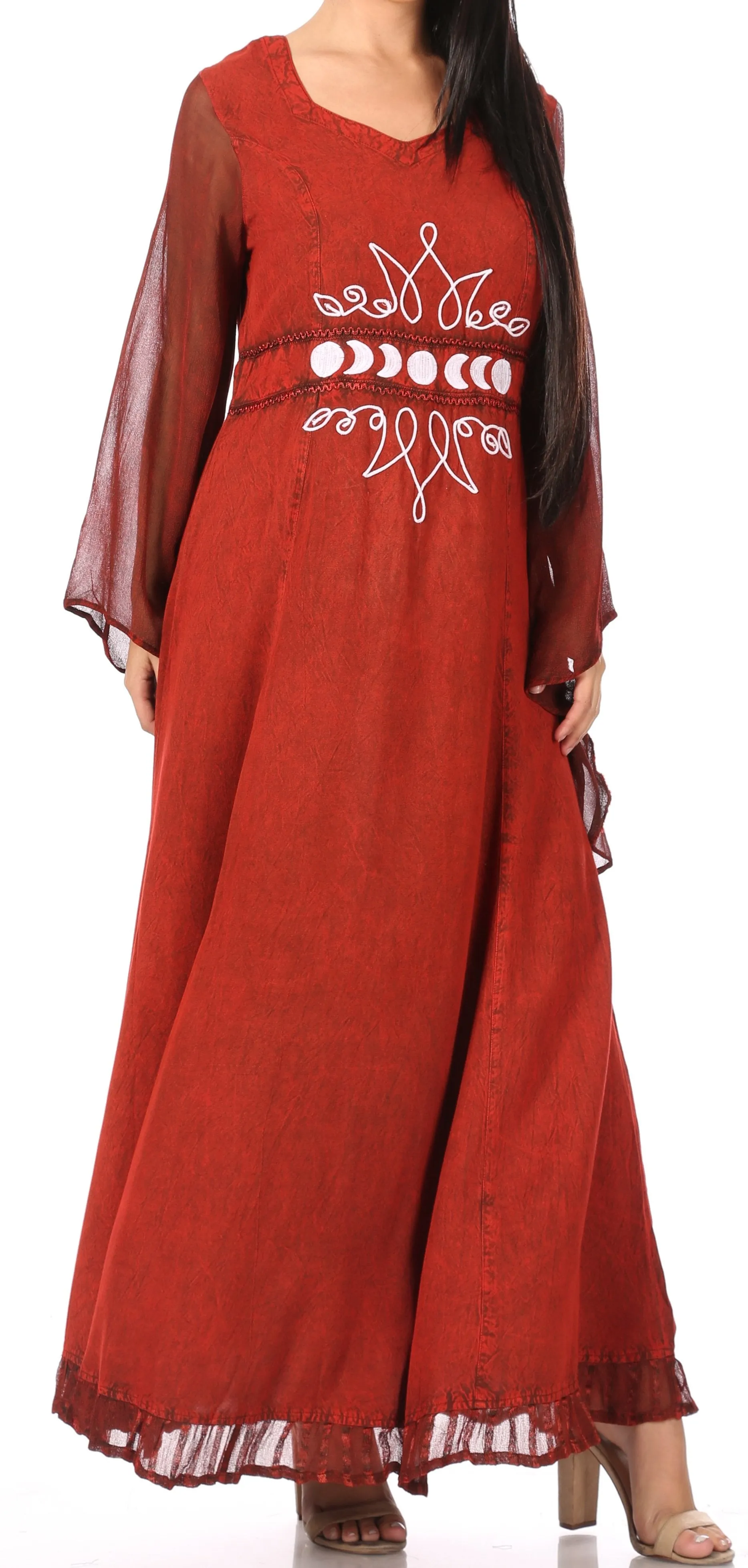 Sakkas Eve Women's Long Sleeve Casual Medieval Renaissance Celtic Maxi Dress Soft