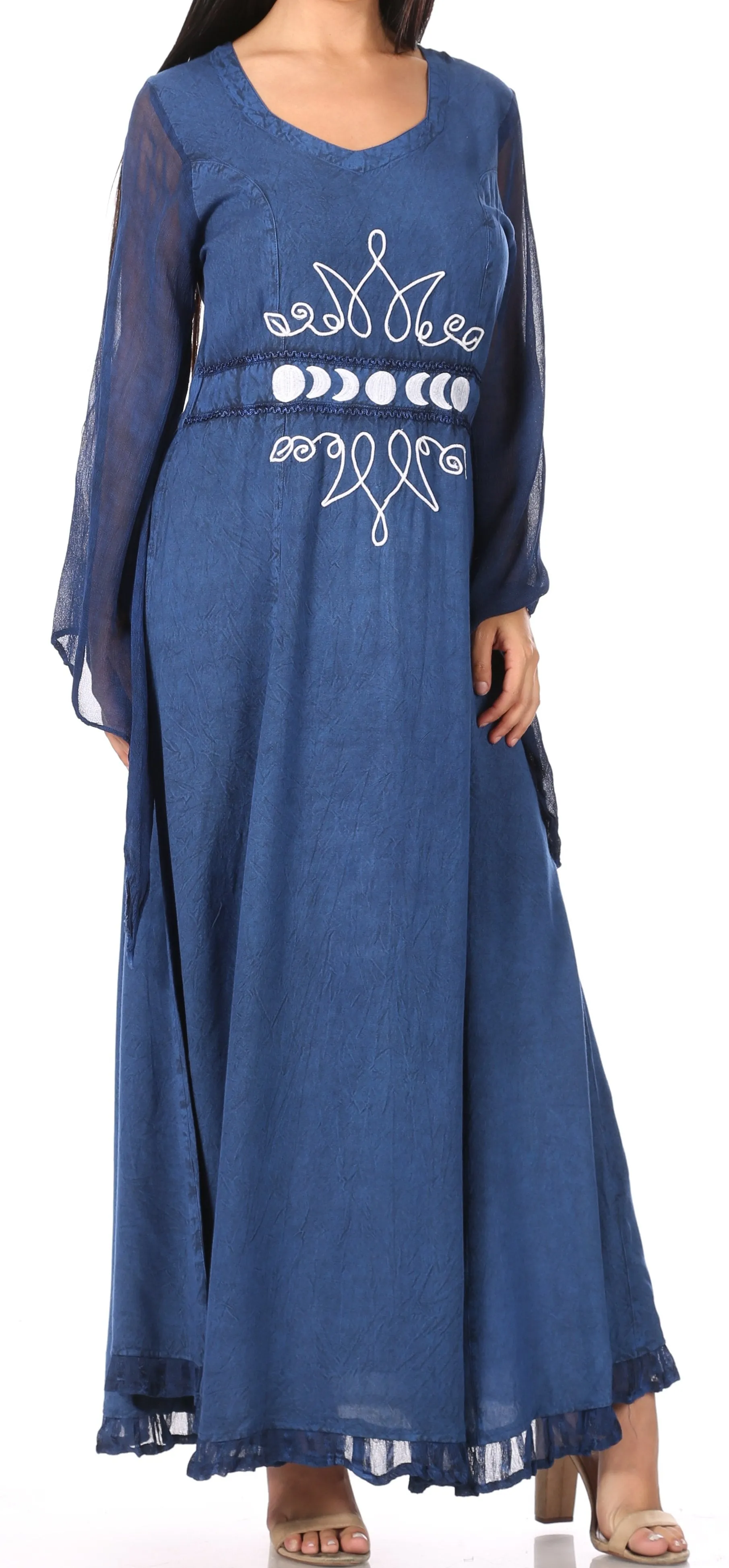 Sakkas Eve Women's Long Sleeve Casual Medieval Renaissance Celtic Maxi Dress Soft