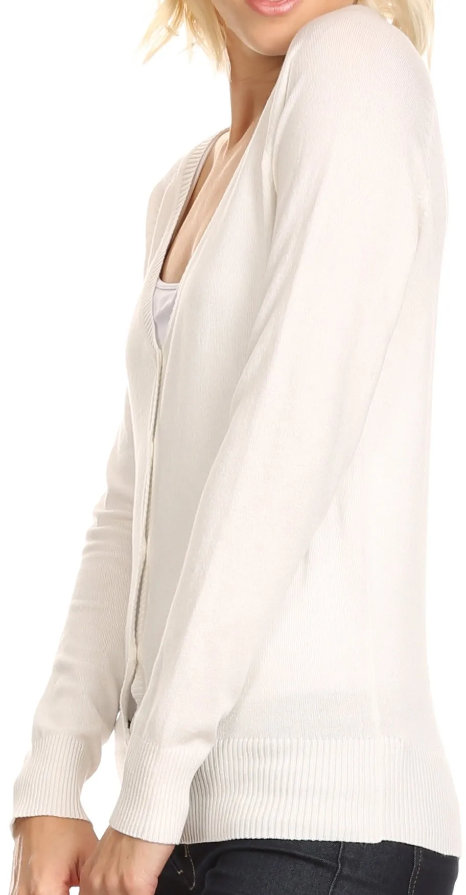 Sakkas Rocaway Long Tall Soft Knit Long Sleeve Button Up Cardigan Shirt Top V Neck