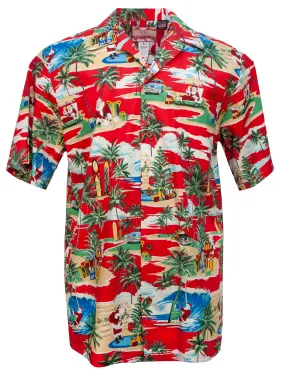 Santa's Island Christmas Mens Shirt in Red