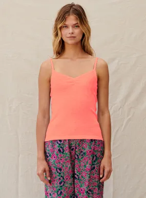 Scallop Edge Cami - Pigment Neon Coral