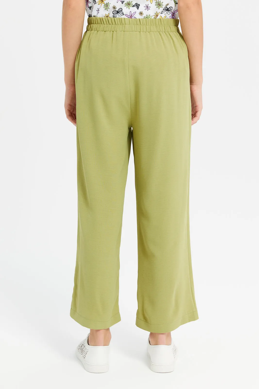 Senior Girls Green Plain Culottes