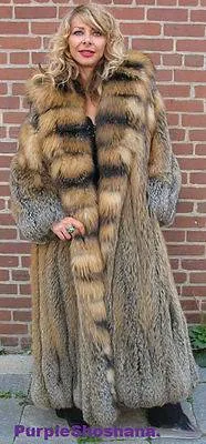 Sensational Hooded Solid Multi Color Cross Fox Canadian Fur Coat 80" Sweep M/L