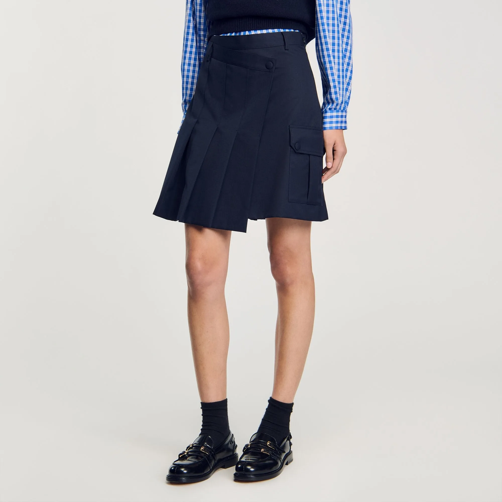 Short Asymmetrical Pleated Skirt