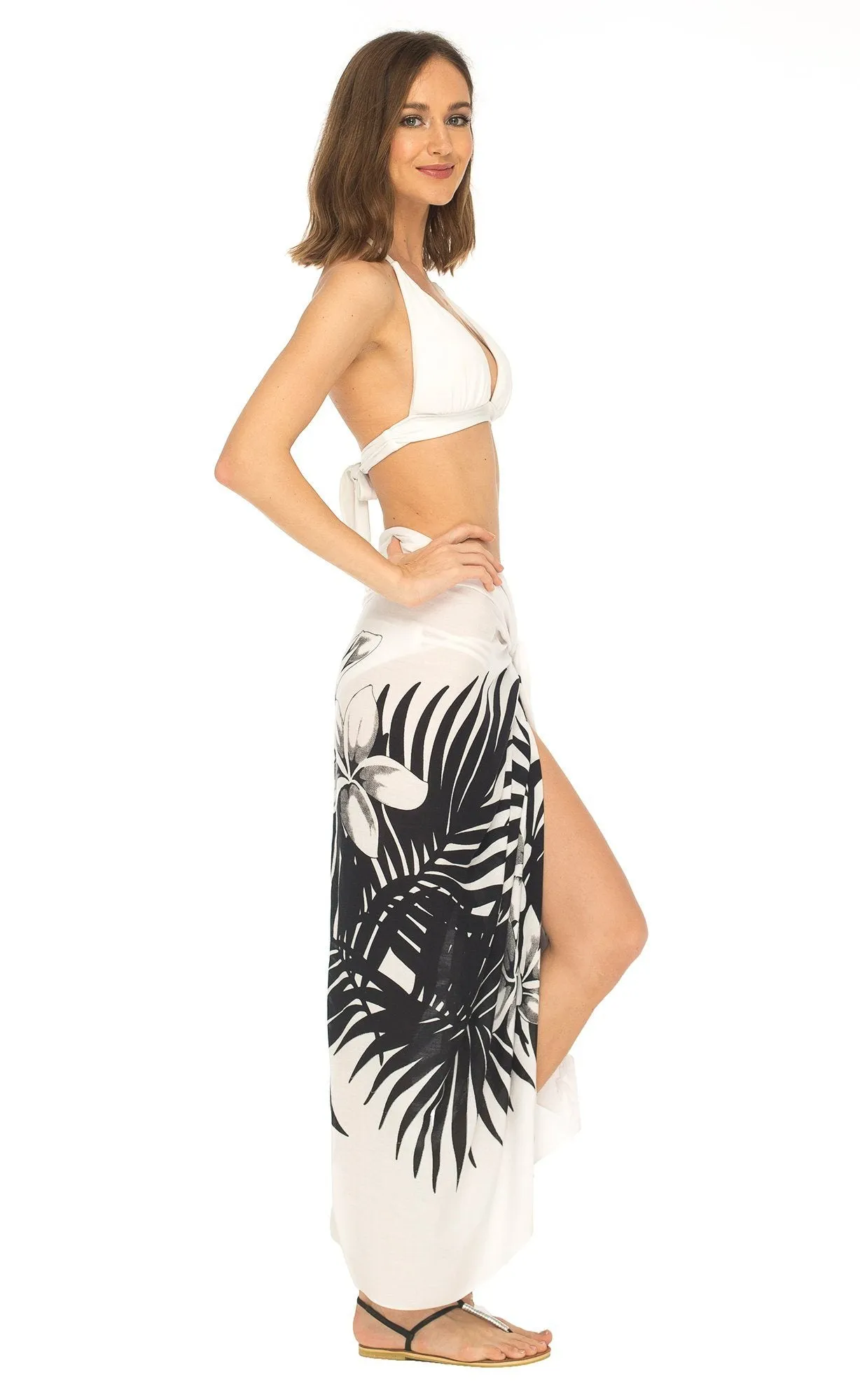 SHU-SHI Womens Beach Swimsuit Cover Up Palm Tree Sarong Wrap with Coconut Clip