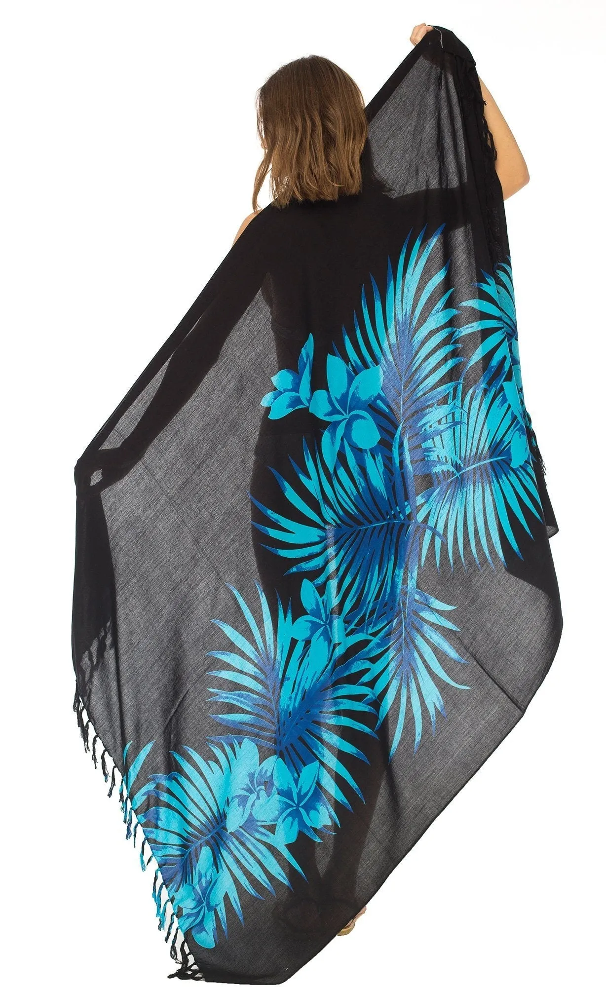 SHU-SHI Womens Beach Swimsuit Cover Up Palm Tree Sarong Wrap with Coconut Clip