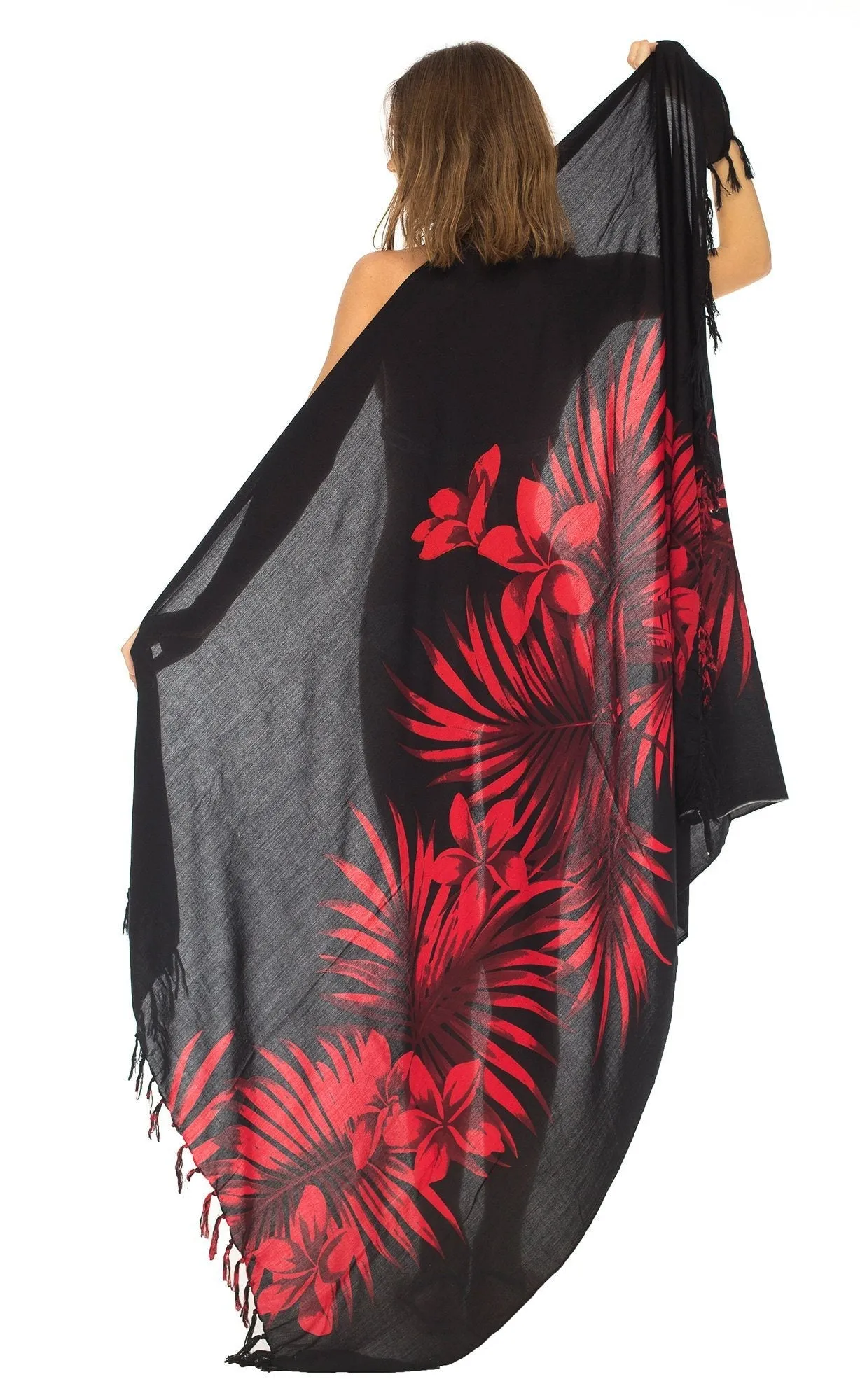 SHU-SHI Womens Beach Swimsuit Cover Up Palm Tree Sarong Wrap with Coconut Clip