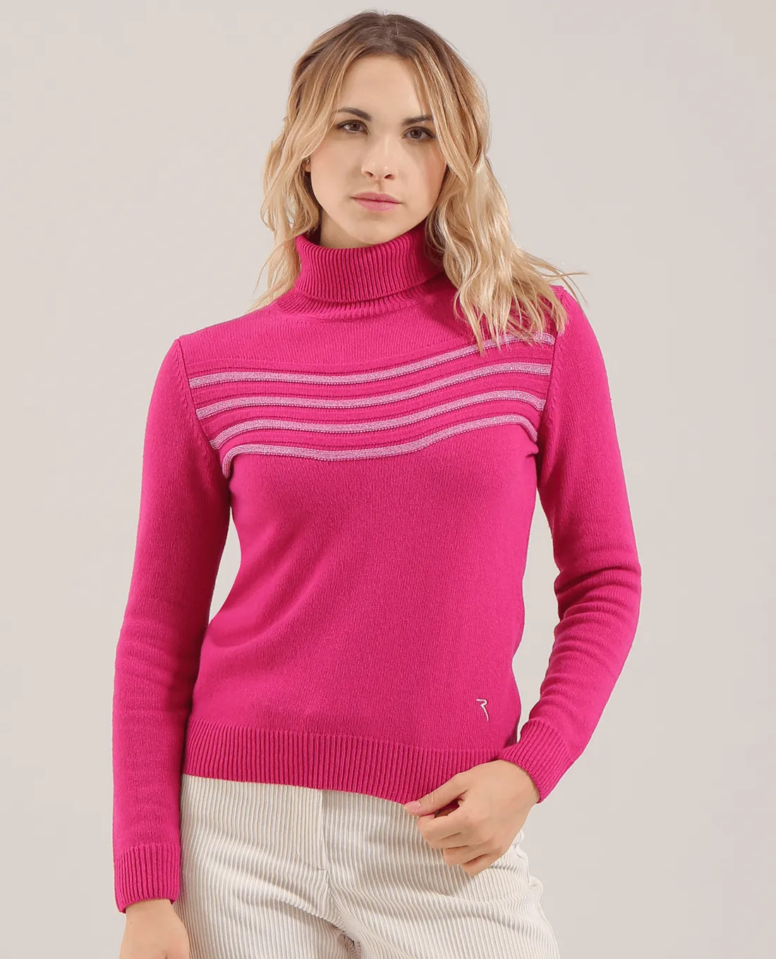 SIZE 12 - CHERVO Nervi Cashmere Roll-neck Jumper Purple Rose