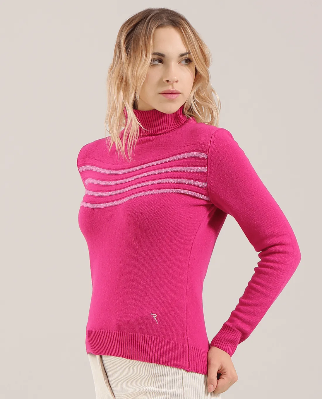 SIZE 12 - CHERVO Nervi Cashmere Roll-neck Jumper Purple Rose