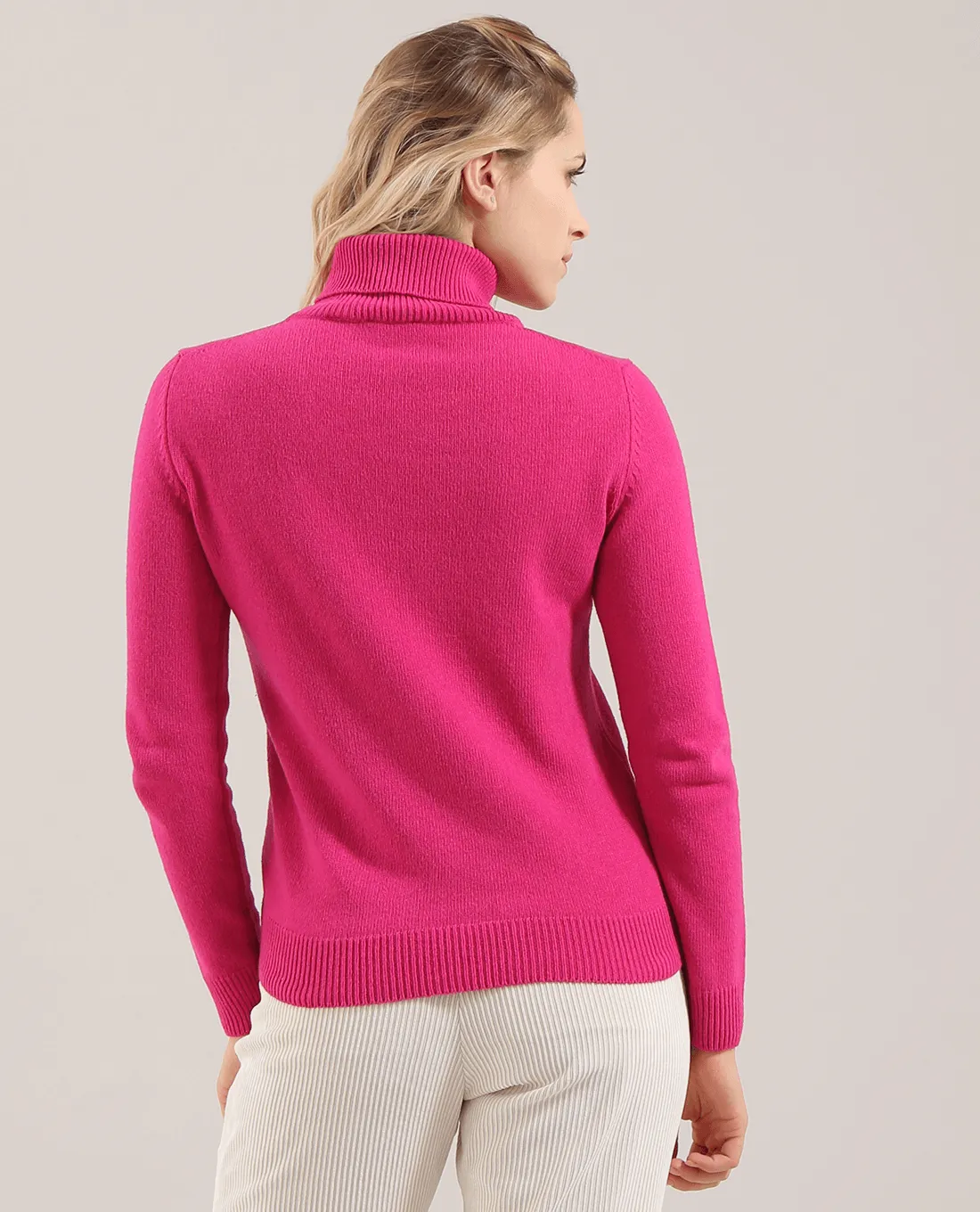 SIZE 12 - CHERVO Nervi Cashmere Roll-neck Jumper Purple Rose