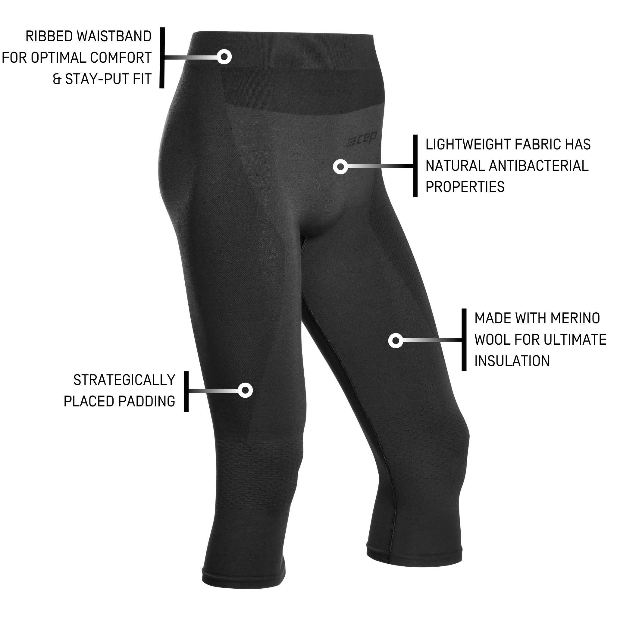 Ski Merino 3/4 Base Tights, Men