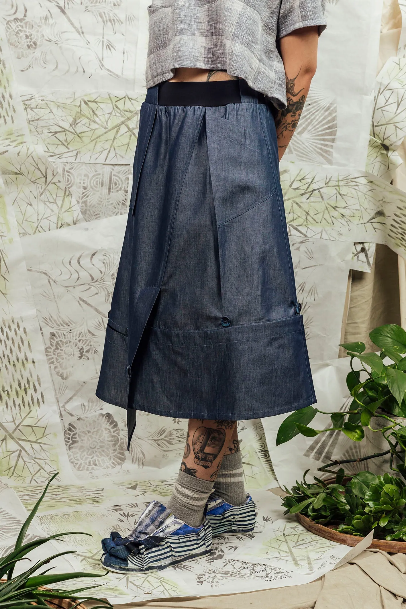 SL24 DHIA DETACH SKIRT - DENIM CHAMBRAY