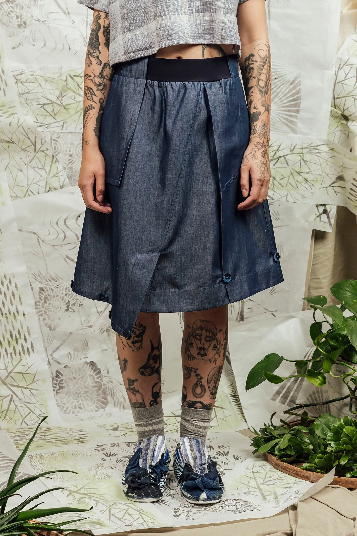 SL24 DHIA DETACH SKIRT - DENIM CHAMBRAY