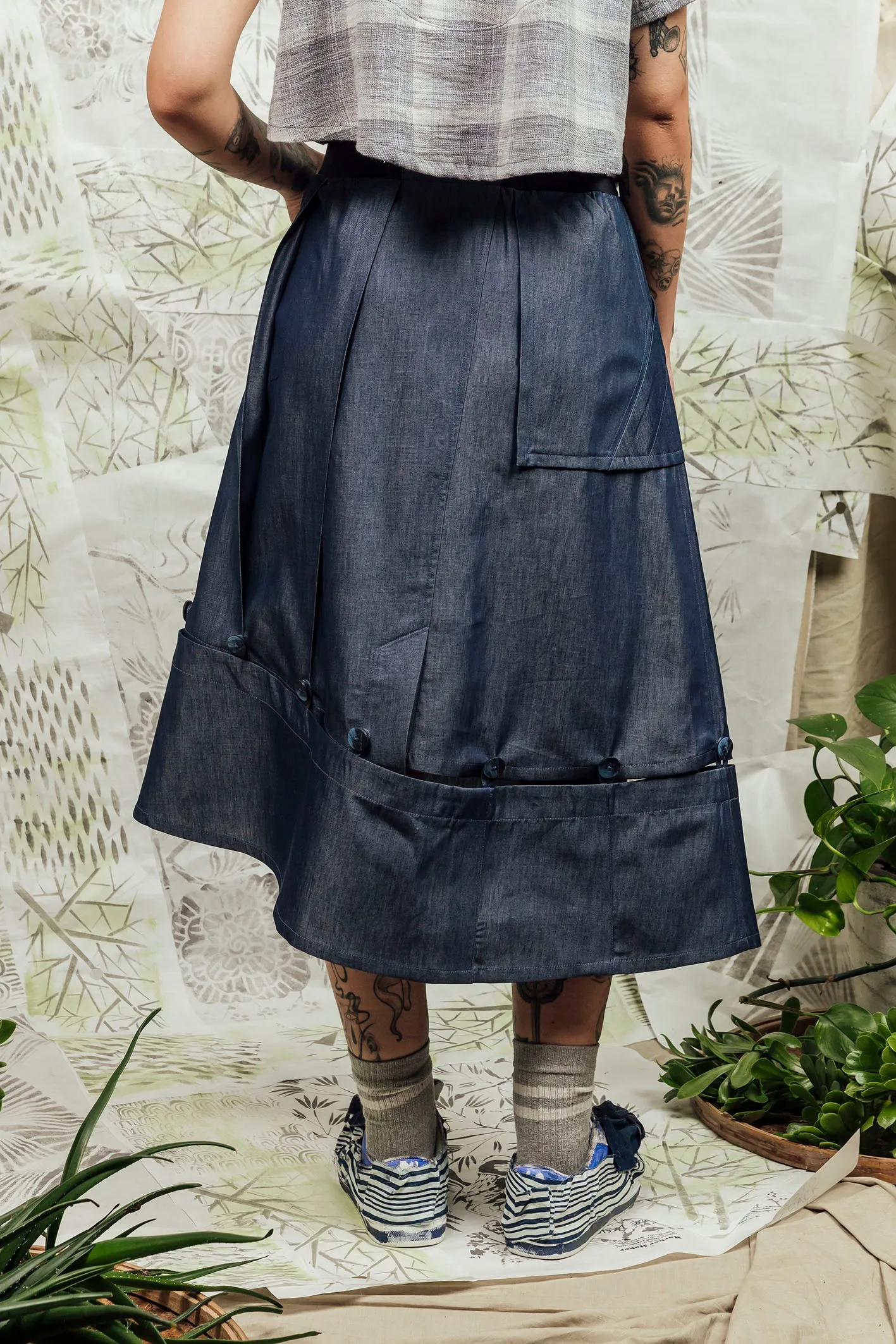 SL24 DHIA DETACH SKIRT - DENIM CHAMBRAY