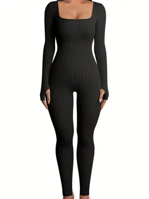 Sleek Solid Shaping Jumpsuit Slim  Sculpt Your Silhouette