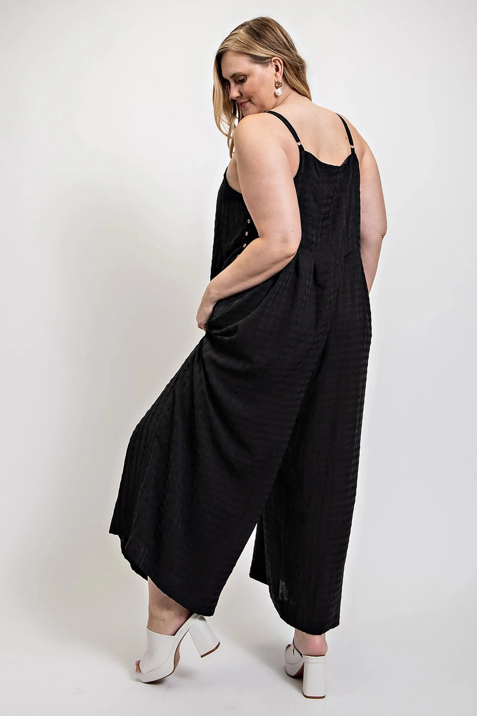 Sleeveless Textured Woven Jumpsuit