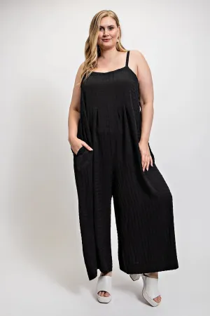 Sleeveless Textured Woven Jumpsuit