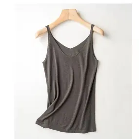 Slim Fit Camisole Tank Tops for Women, Durable Comfy Soft Stretch Cotton Basic Cami